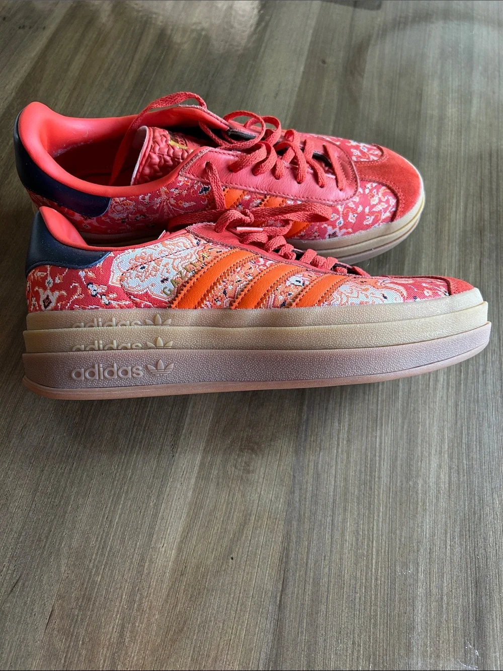 adidas Women's Red Paisley Athletic Sneakers - Picture 2 of 6